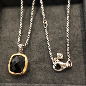 David Yurman Black onyx pendant+box chain necklace